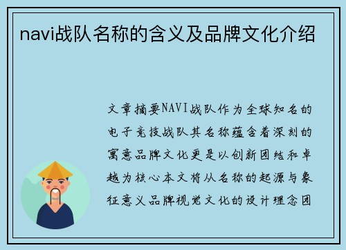 navi战队名称的含义及品牌文化介绍